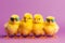 Three cute chicken chicks wearing sunglasses, representing a fun and playful image. Ai generated