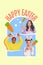 Three cute diversity girls advertising Easter costumes shop store preparing party family meeting gathering artwork card