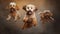Three Cute Jumping Poodles in Action Airborne Fun. Generative AI