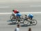 Three cyclists on race