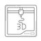 Three D printer app line icon.