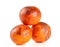 Three damaged tangerine on white background