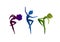 Three Dancing Girls in Vector. Colored Feminine Silhouette. Dance Studio Logo Design Concept