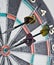 Three darts in dartboard