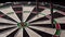 Three darts hit the dartboard. Unlucky - none of the darts hit the bull\'s eye. The concept of loss and failure