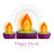 Three decorative happy diwali diya lamp background