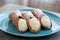 Three delicious typical Sicilian cannoli filled with ricotta chse cream