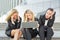 Three depressed corporate business women