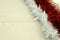 Three diagonal red and white garland