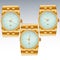 Three dials for wristwatches inlaid with precious stone, diamond, with date, golden arrows