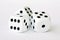 Three dice on white background - close up macro stock photography