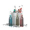 three different colored bottles of soda in an ice bucket, 3d rendering