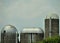 Three different metal silos along the Illinois road