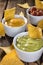 Three different nacho dips
