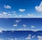 Three different panoramas of beautiful blue sky.