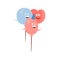 Three Different Shape Balloons Children Birthday Party Attribute Cartoon Happy Humanized Character In Girly Colors