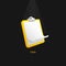 A three-dimensional clipboard with light falling on it on a black background. Vector icon for computers and apps.