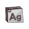 Three-dimensional hand drawn chemical gray silver symbol of silver or argentum with an abbreviation Ag from the periodic table