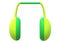 A three dimensional luminous green cover ear headphone earphone white backdrop