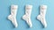 Three dimensional mockup of white socks of different heights. Realistic modern illustration set of low and mid toes on