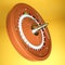 Three-dimensional model of a roulette drum on a yellow background. 3d render illustration