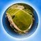 A three dimensional panoramic aerial view of Katariina Seaside Park in a mini planet panorama style., Kotka, Finland