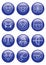 Three dimensions blue glass cartoon zodiac icon in line design