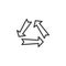 Three direction arrows line icon