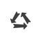 Three direction arrows vector icon
