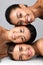 Three Diverse Women Posing Together Smiling On Gray Background, Vertical