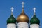 Three domes of the church, with crosses