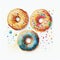 three donuts, watercolor painting by Generative AI