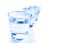 Three drink glass with water, nutrition and health-care concept