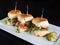 Three Duck Sliders on White plate