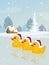 Three ducks with Christmas hat