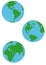 Three Earth Globes