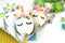 three eggs in the form of unicorns, children`s Easter crafts
