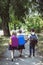 Three elementary school students with backpacks