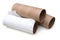 Three emptiness toilet paper rolls on white