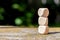 Three empty blank wooden cubes stacked, copy space, symbol space, outdoors, outside Built tower structure, cubes mockup, closeup