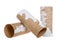 Three empty rolls of toilet paper laying isolated