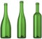 Three empty uncorked bottles for wine isolated