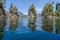 Three epic limestone cliffs at Cheow Lan lake ,Khao Sok National Park,Suratthani,Thailand.