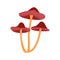 Three fabulous mushrooms. Vector hand drawn colorful