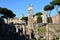 The three famous columns of the Roman forum in a row