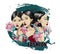 Three fashion Japanese girl with flowers on grunge background. For poster or design t-shirt.