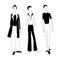 Three fashionable men. Vector silhouette illustration