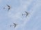 Three fighter jets Tu-95 in flight