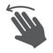 Three fingers flick left glyph icon, gesture and hand, click sign, vector graphics, a solid pattern on a white