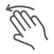 Three fingers flick left line icon, gesture and hand, click sign, vector graphics, a linear pattern on a white